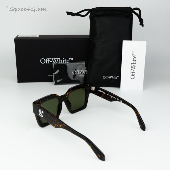 Off-White Women Sunglasses Brown Havana Green Square OERI13I JACKSON 6055 NEW main image 9